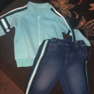 First Impressions track jacket with jeans